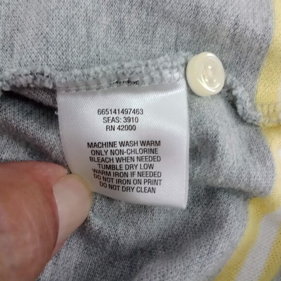 Basic Editions Polo Shirt Mens Large Gray Yellow Striped Short Sleeve Rugby Golf - Picture 6 of 6